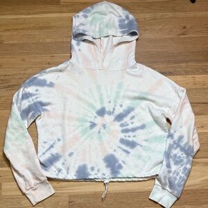 Aero Tie-Dye Cropped Long Sleeve Hoodie with Drawstring Hem Juniors M